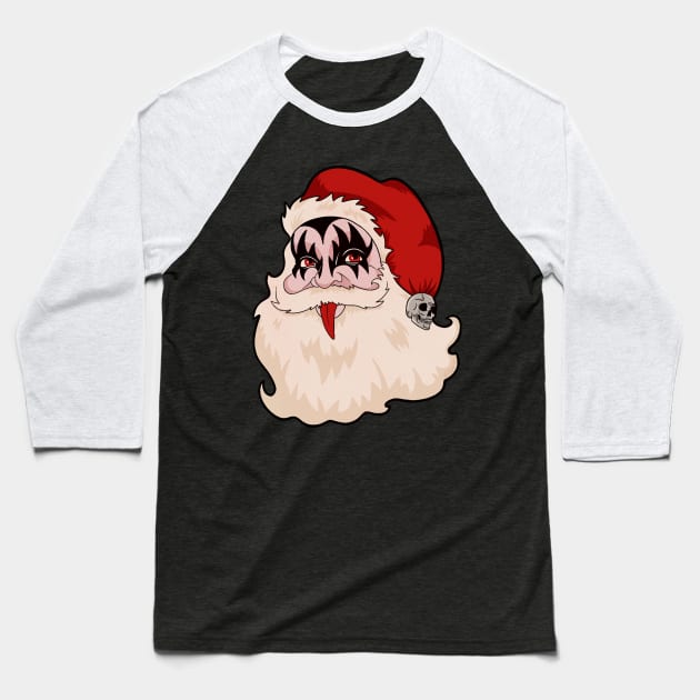 I Saw Mommy With Kiss Santa Claus Baseball T-Shirt by LeMae Macabre